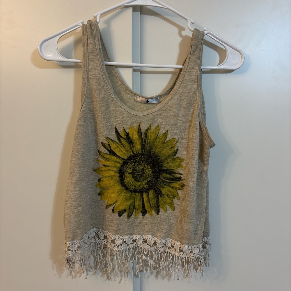 Blu Planet Sunflower Fringe Crop Top